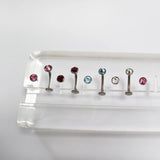 F136 Titanium 14G Petal Shaped CZ Belly Button Curved Rod Belly Ring