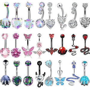 4PC Claw Navel Piercing Set Surgical Steel Crystal Belly Bulk Women