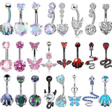 4PC Claw Navel Piercing Set Surgical Steel Crystal Belly Bulk Women