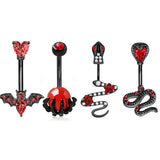 4PC Claw Navel Piercing Set Surgical Steel Crystal Belly Bulk Women