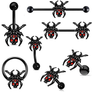 Spider Lip Ring Halloween Gothic Surgical Steel Jewelry