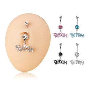 Sexy CZ Letter Belly Button Ring 316L Surgical Steel Navel Ring 14G