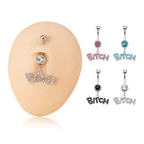 Sexy CZ Letter Belly Button Ring 316L Surgical Steel Navel Ring 14G