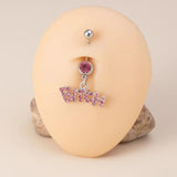 Sexy CZ Letter Belly Button Ring 316L Surgical Steel Navel Ring 14G