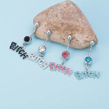 Sexy CZ Letter Belly Button Ring 316L Surgical Steel Navel Ring 14G