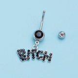 Sexy CZ Letter Belly Button Ring 316L Surgical Steel Navel Ring 14G