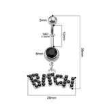 Sexy CZ Letter Belly Button Ring 316L Surgical Steel Navel Ring 14G