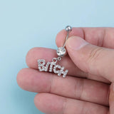Sexy CZ Letter Belly Button Ring 316L Surgical Steel Navel Ring 14G