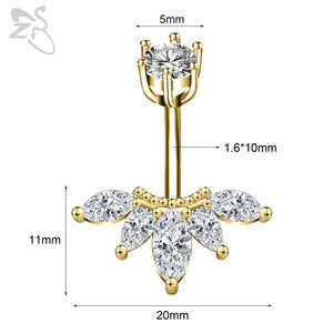 Stainless Steel Belly Ring Snake Heart CZ Crystal Navel Belly Button Rings