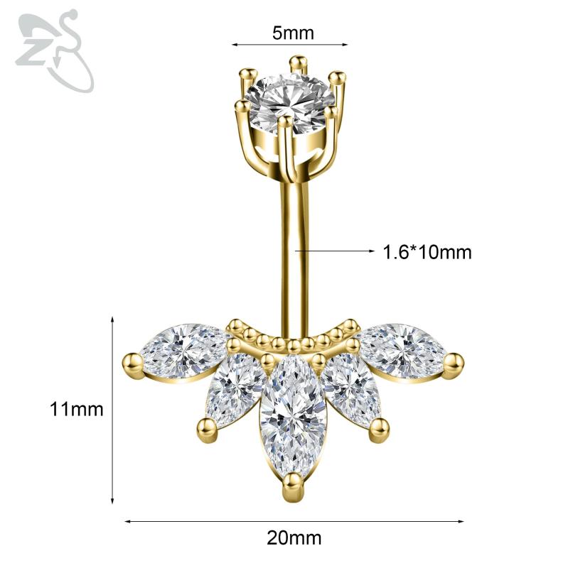 Stainless Steel Belly Ring Snake Heart CZ Crystal Navel Belly Button Rings