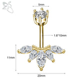 Stainless Steel Belly Ring Snake Heart CZ Crystal Navel Belly Button Rings