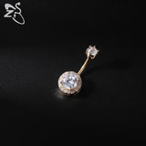 Stainless Steel Belly Ring Snake Heart CZ Crystal Navel Belly Button Rings