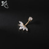 Stainless Steel Belly Ring Snake Heart CZ Crystal Navel Belly Button Rings