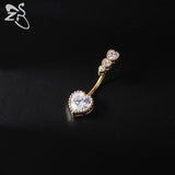 Stainless Steel Belly Ring Snake Heart CZ Crystal Navel Belly Button Rings
