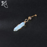 Stainless Steel Belly Ring Snake Heart CZ Crystal Navel Belly Button Rings