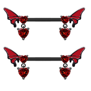 Red Bat Nipple Piercing Set 14G Sexy Spider Nipple Ring Pack