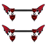 Red Bat Nipple Piercing Set 14G Sexy Spider Nipple Ring Pack