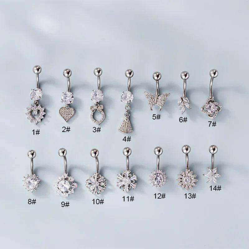 G23 Titanium Belly Rings Barbell Dangle Navel Rings Piercing Jewelry