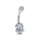 316L Surgical Steel Dangling Belly Button Ring Cubic Zirconia Belly Piercing 14G