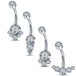 316L Surgical Steel Dangling Belly Button Ring Cubic Zirconia Belly Piercing 14G