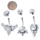 316L Surgical Steel Dangling Belly Button Ring Cubic Zirconia Belly Piercing 14G
