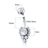 316L Surgical Steel Dangling Belly Button Ring Cubic Zirconia Belly Piercing 14G