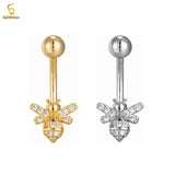 Small Bee Navel Rings Zircon Belly Button Piercing Earring 14G Titanium Barbell