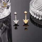 Small Bee Navel Rings Zircon Belly Button Piercing Earring 14G Titanium Barbell