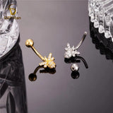 Small Bee Navel Rings Zircon Belly Button Piercing Earring 14G Titanium Barbell