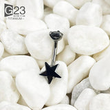 G23 Titanium Zircon Star Belly Button Rings 14G Barbell Navel Piercing