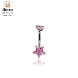 G23 Titanium Zircon Star Belly Button Rings 14G Barbell Navel Piercing
