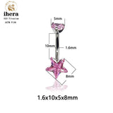 G23 Titanium Zircon Star Belly Button Rings 14G Barbell Navel Piercing