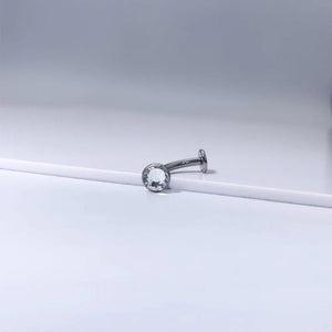 F136 Titanium 14G Czech Zirconia Belly Button Stud Body Piercing