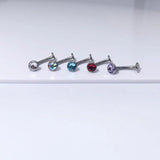 F136 Titanium 14G Czech Zirconia Belly Button Stud Body Piercing