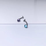 F136 Titanium 14G Czech Zirconia Belly Button Stud Body Piercing