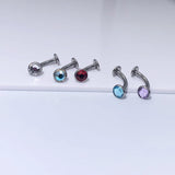 F136 Titanium 14G Czech Zirconia Belly Button Stud Body Piercing