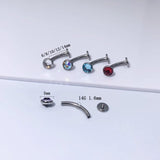 F136 Titanium 14G Czech Zirconia Belly Button Stud Body Piercing