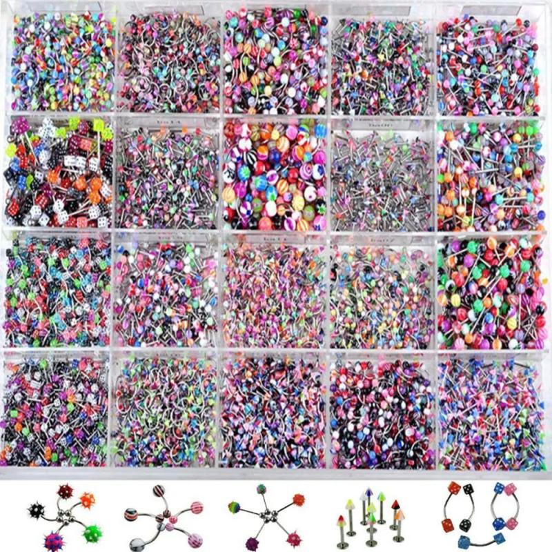 110pc Multicolor Body Piercing Jewellery Mixed Lip Eyebrow Belly Tongue Bar Rin