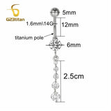 G23 Titanium Crystal Navel Ring Dangle Body Piercing Belly Button Rings