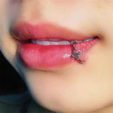 Punk Titanium Steel Cross Lip Ring Closure Heart Earrings