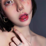 Punk Titanium Steel Cross Lip Ring Closure Heart Earrings