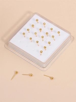 20PCS Nose Studs Ring with Ball Beads Nostril Piercing Jewelry