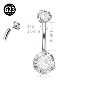 G23 Titanium Double CZ Navel Piercing Belly Button Ring