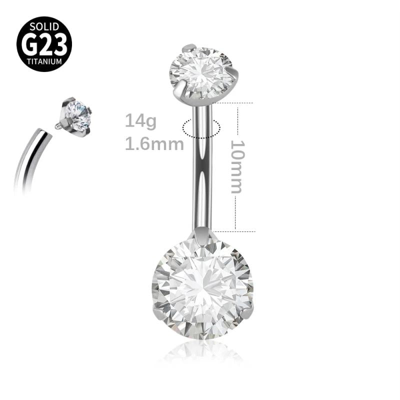 G23 Titanium Double CZ Navel Piercing Belly Button Ring
