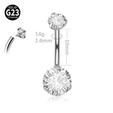 G23 Titanium Double CZ Navel Piercing Belly Button Ring