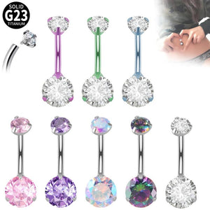 G23 Titanium Double CZ Navel Piercing Belly Button Ring