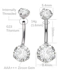 G23 Titanium Double CZ Navel Piercing Belly Button Ring