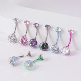 G23 Titanium Double CZ Navel Piercing Belly Button Ring