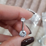 G23 Titanium Double CZ Navel Piercing Belly Button Ring