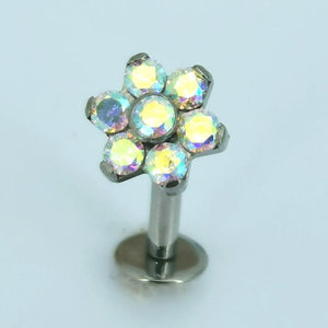 ASTM F136 Titanium G23 Opal Flower Belly Ring
